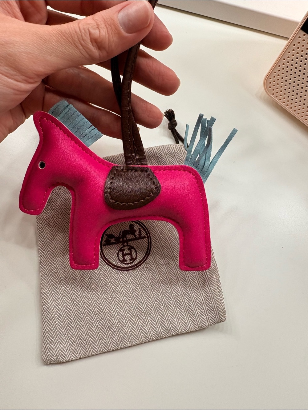 Rodeo Horse Bag Charm - Fuchsia with Blue Tail